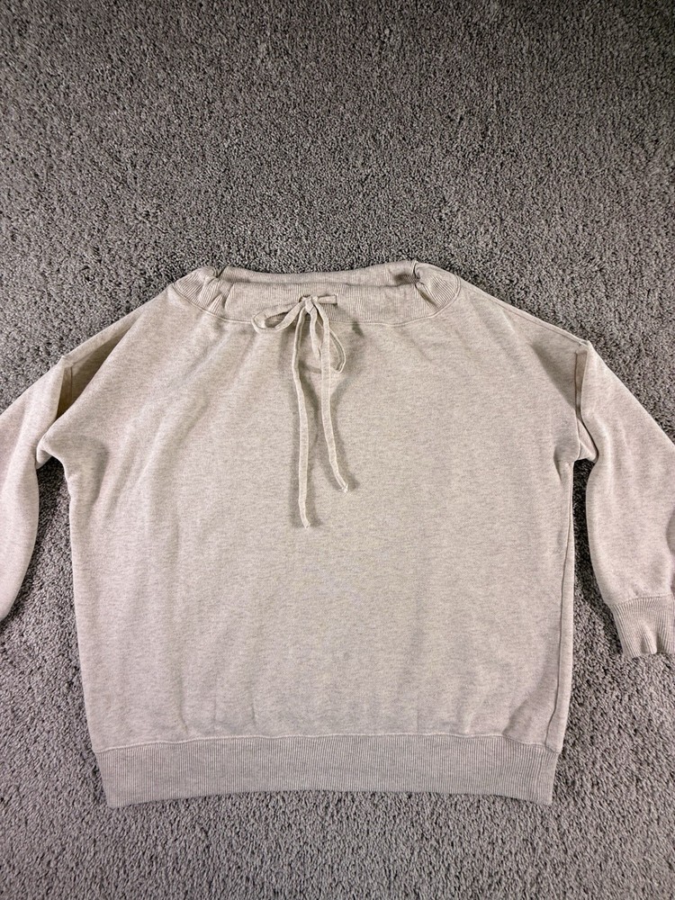 Aerie Sweatshirt Oversized Medium Drawstring Neck Ivory Size Medium
