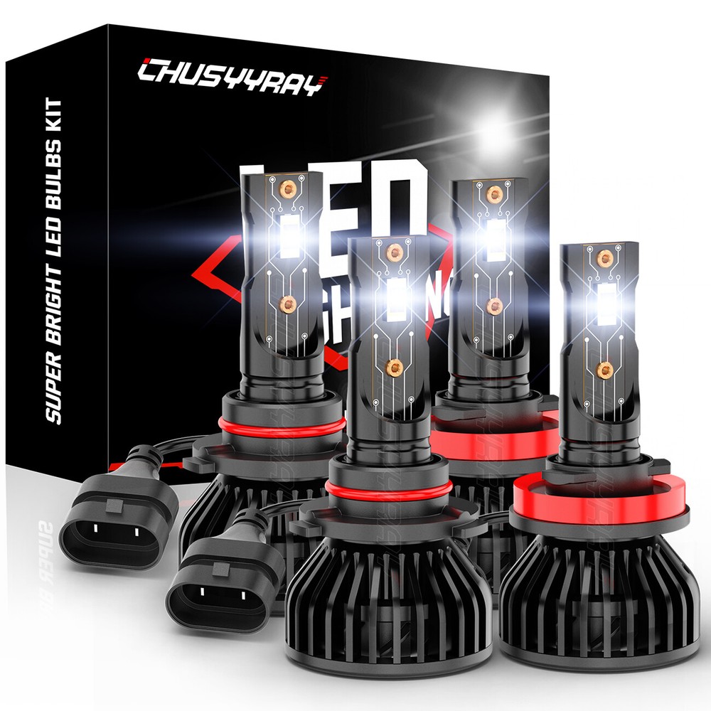 6000K LED Headlight Combo Set 9005 H11 High Low Beam Bulbs 3570 Chip 2 Sides