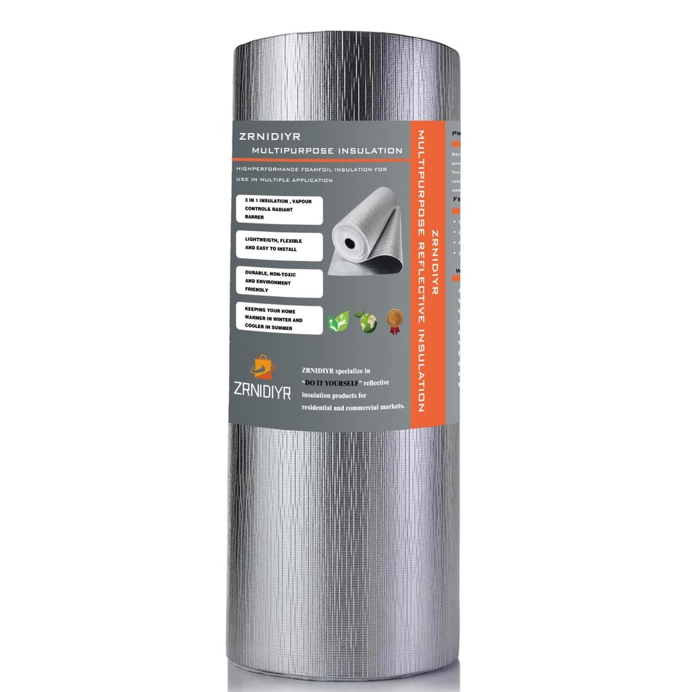 Reflective Foil Insulation Roll 3mm 16x10ft Double-Sided Foam Core for Energy Efficiency