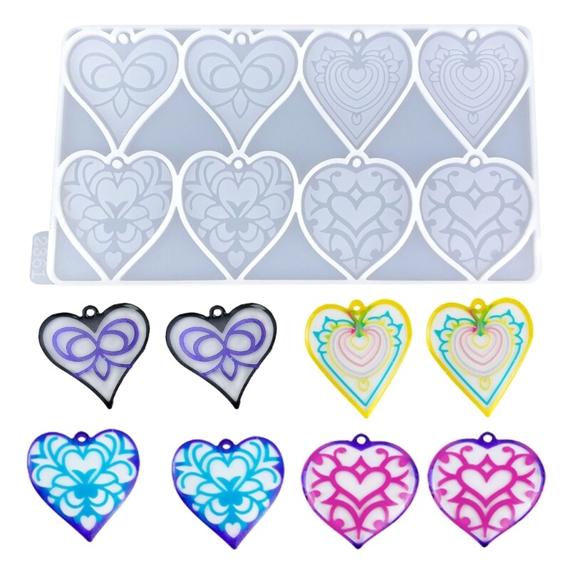 Elegant Heart Shape Silicone Mold for Earrings and Pendants Crafting