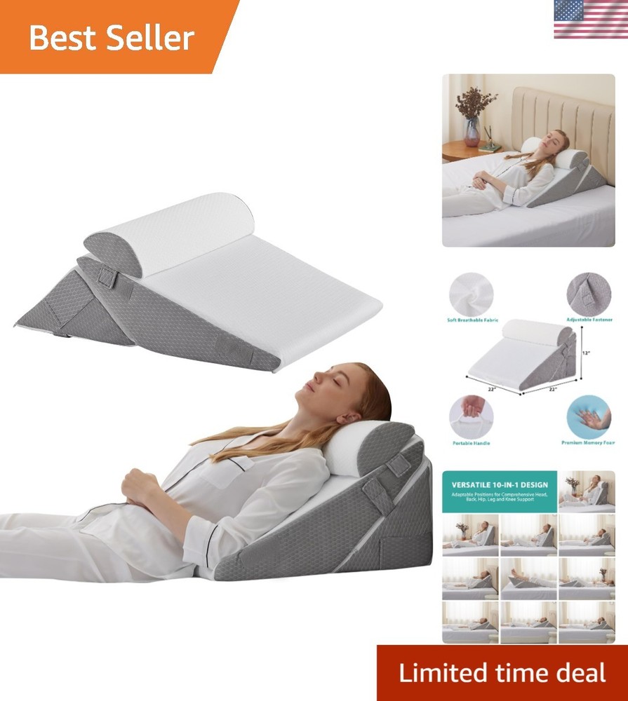 Ergonomic Adjustable Wedge Pillow for Acid Reflux Relief & Sleep Support
