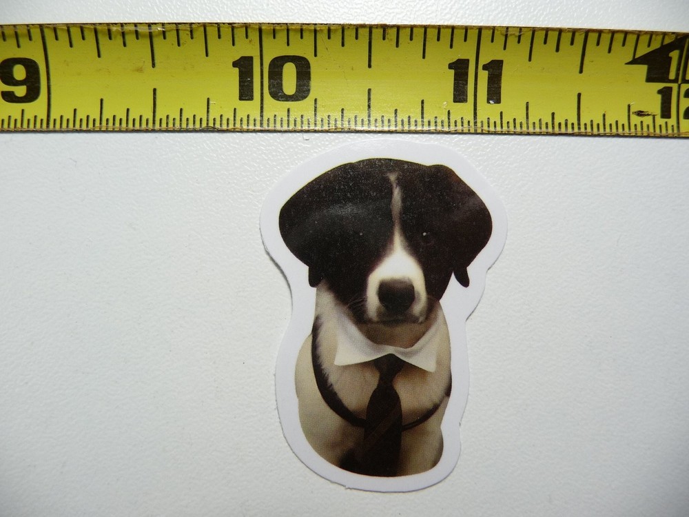 Funny Cute Dog Sticker Decal with Dressy Tie - Small Size Fun Pet Accessory