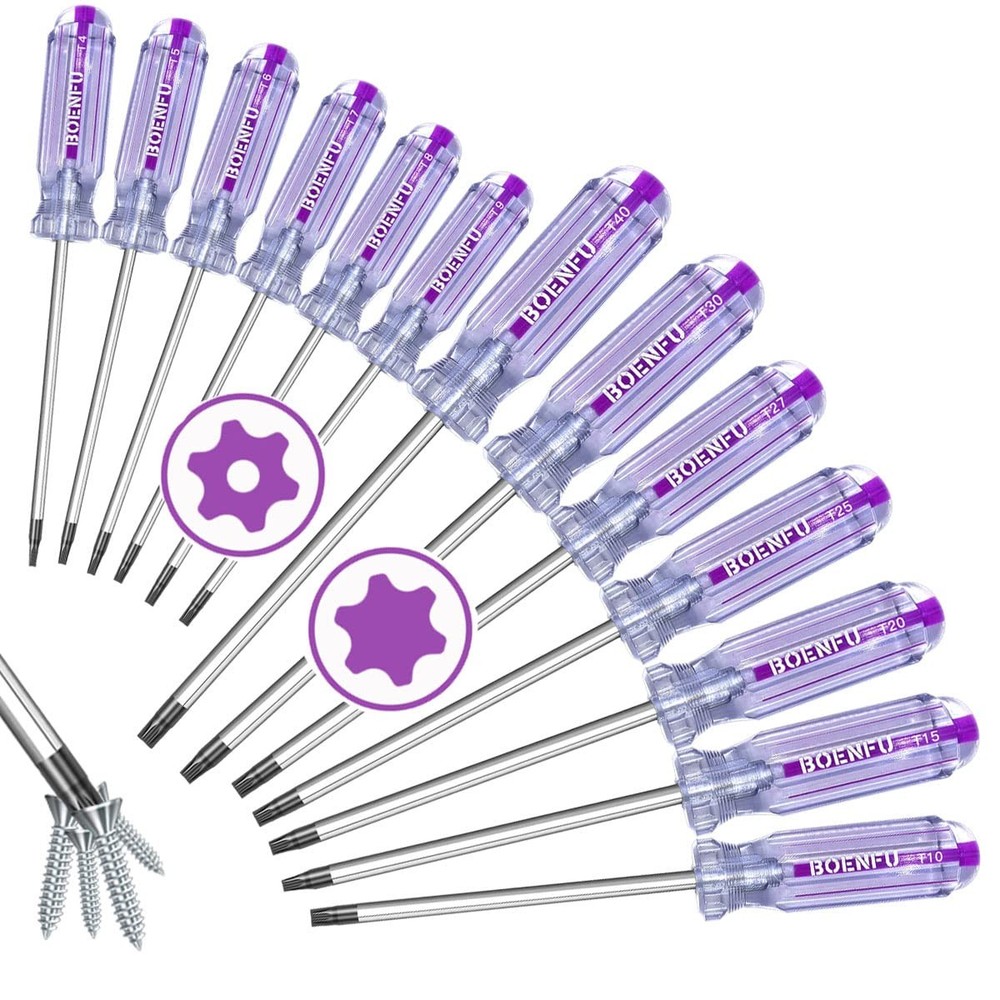 13-Piece Heavy Duty Torx Security Screwdriver Set with T5 T6 T15 Bits