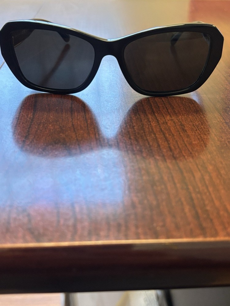 Chanel 5516-A Black Gold Chain Sunglasses with Polarized Gray Lenses
