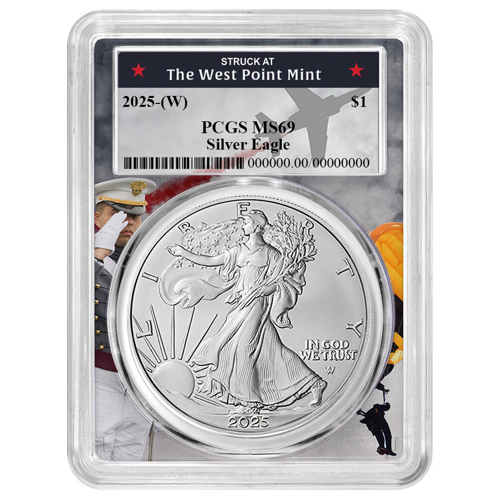 Presale - 2025 (W) $1 American Silver Eagle PCGS MS69 West Point Frame-image