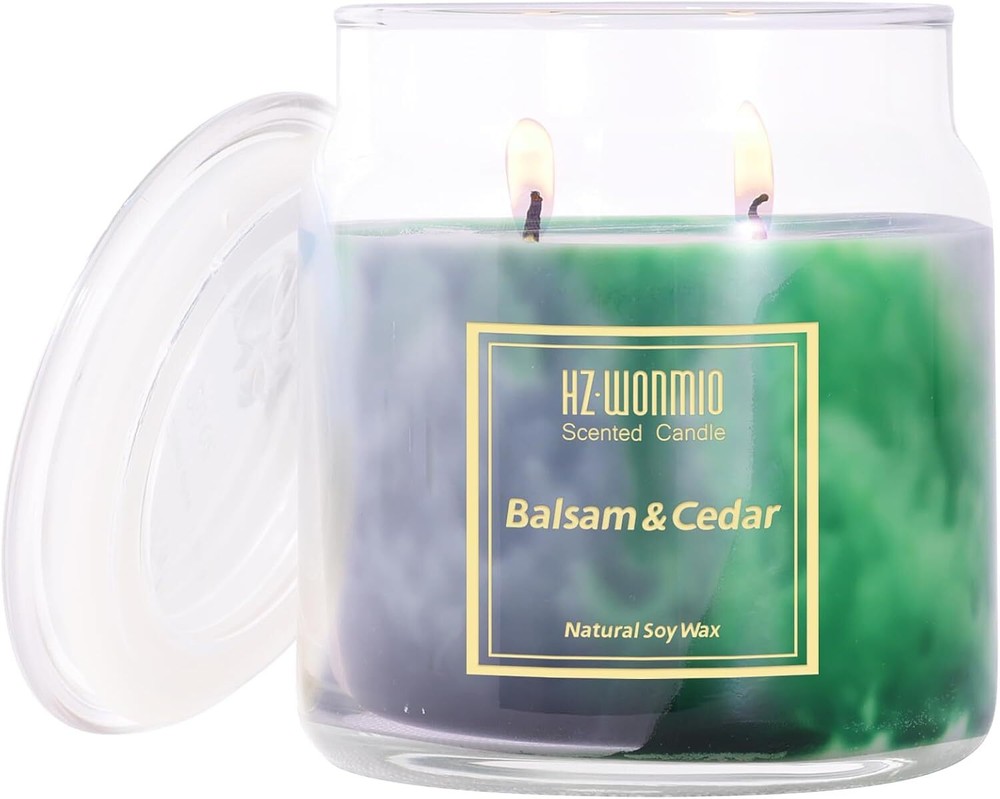 Scented Candles |Balsam & Cedar Candle|2 Wick Soy Wax Candles|80-Hour 12oz