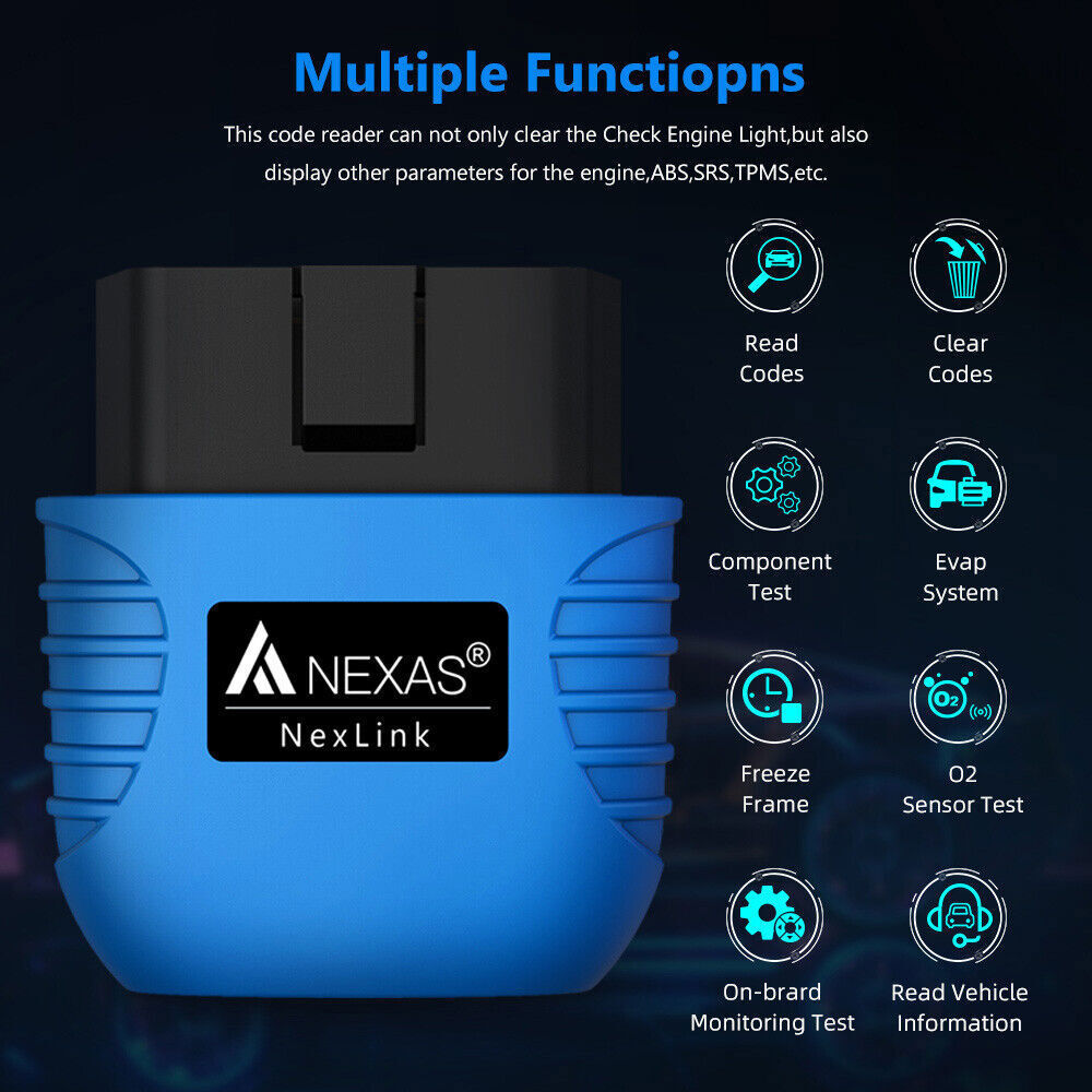 NEXAS Bluetooth OBD2 Scanner Code Reader Car Check Engine Motorcycle Diagnostic