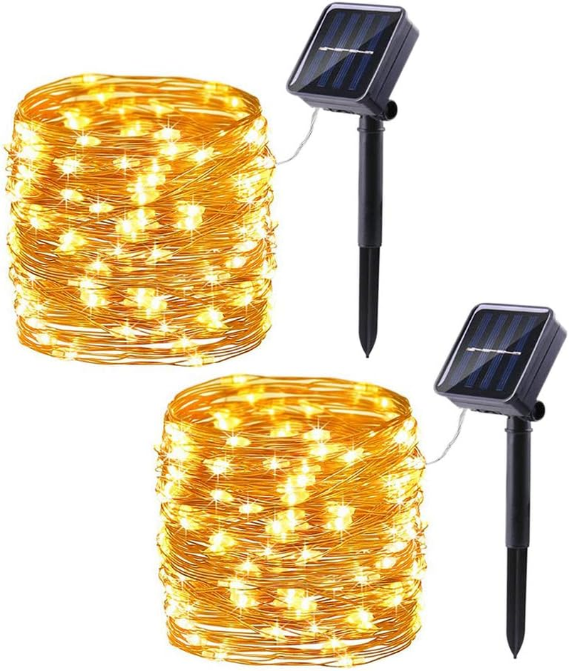 Solar String Lights Outdoor - 2 Pack Total 66Ft 200LED Solar Fairy Lights Waterp
