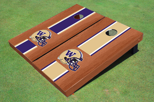 University Of Washington Helmet Rosewood Alternating Long Stripe Cornhole Boards