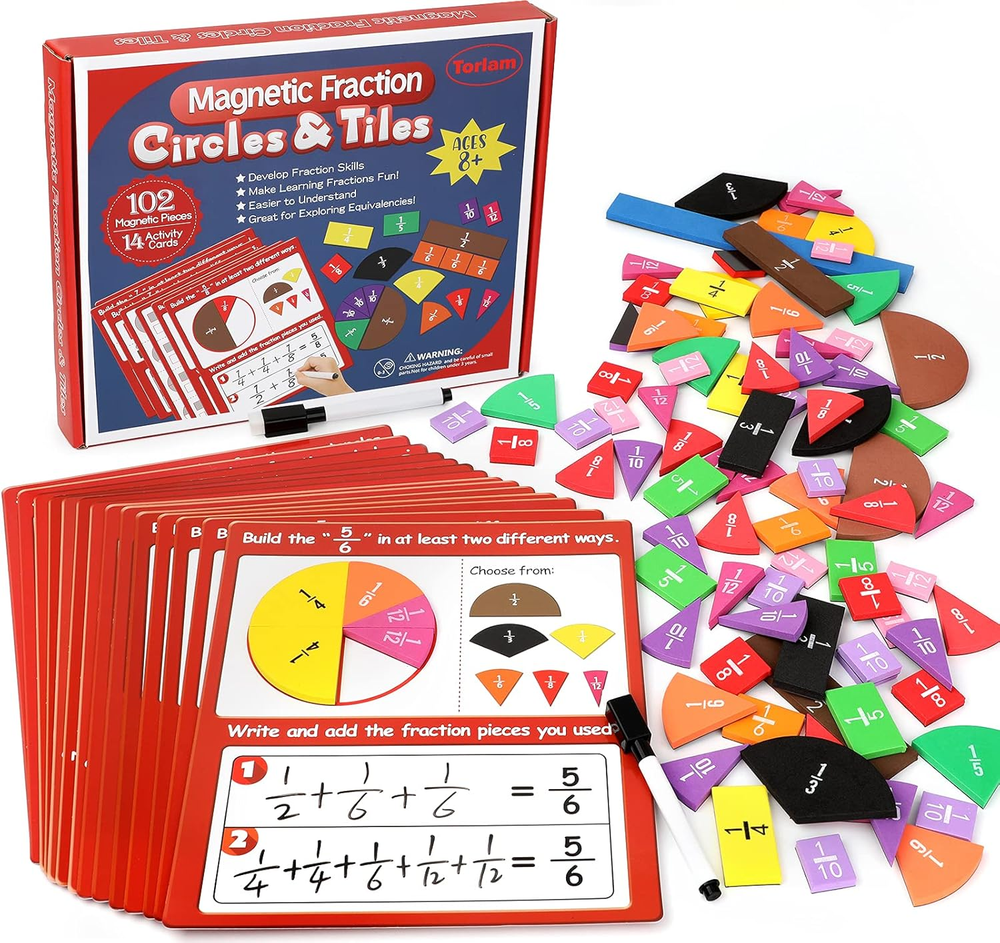 Magnetic Fraction Tiles & Fraction Circles Activity Set - Math Manipulatives ...