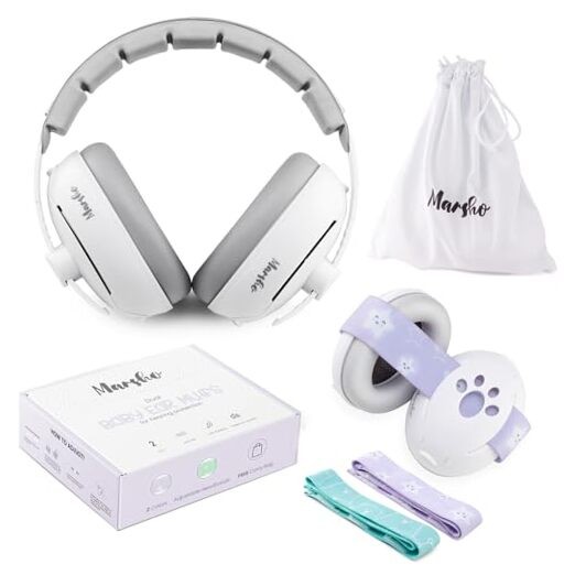 MARSHO 2-in-1 Baby Ear Protection Muffs – Cute Comfortable Noise Reduction