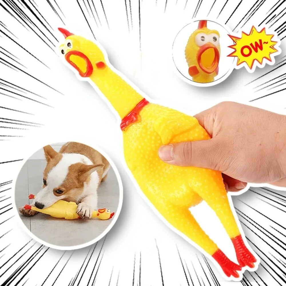 17cm Funny Screaming Chicken Squeeze Sound Molar Chew Toys for Small-Large Dogs