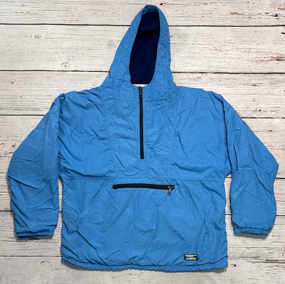 Vtg LL Bean Anorak Jacket Men’s Sz L? Hooded Pullover Made USA