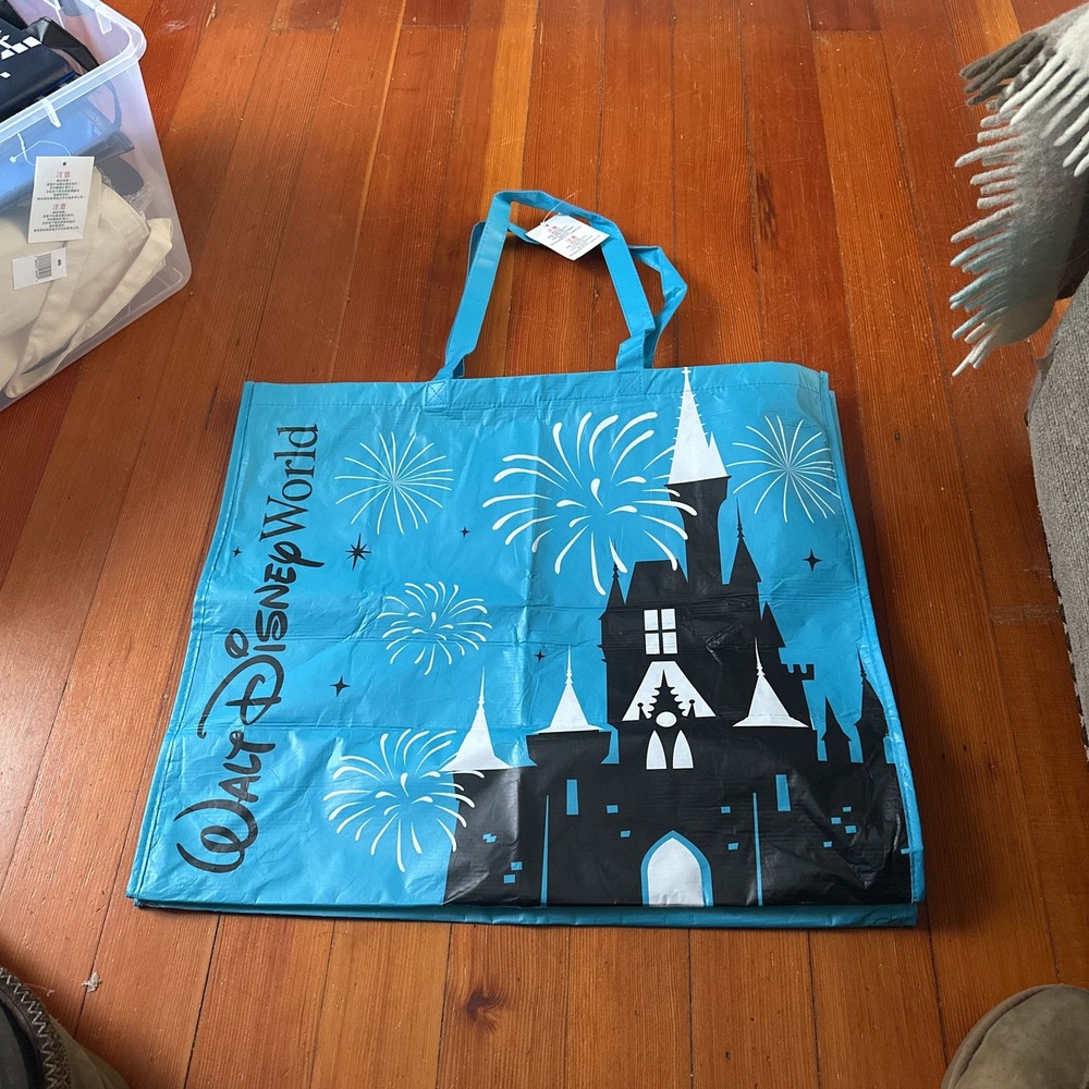 Disney World Blue Shopping Bag 12x9x5.4 with Handles Disney Parks