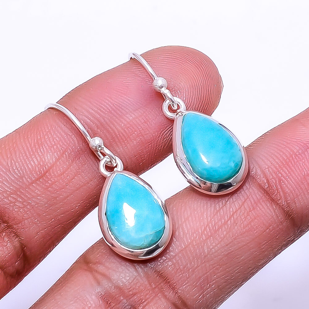 Natural Larimar - Dominican Republic 925 Sterling Silver Earring 1.17