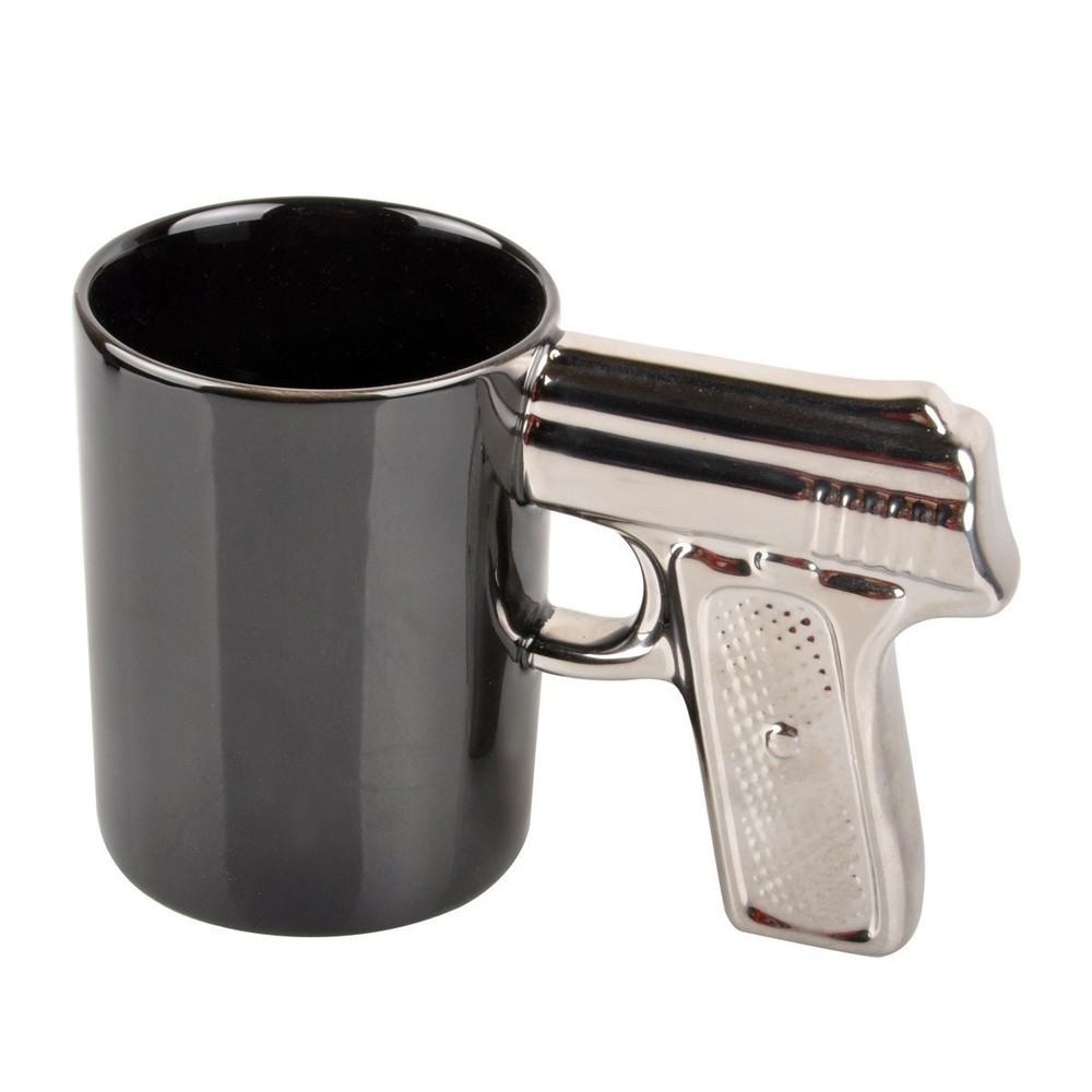 HLJgift Novelty Ceramic Coffee Mugs Gun Mugs Pistol Cup for amazing gift Blac...
