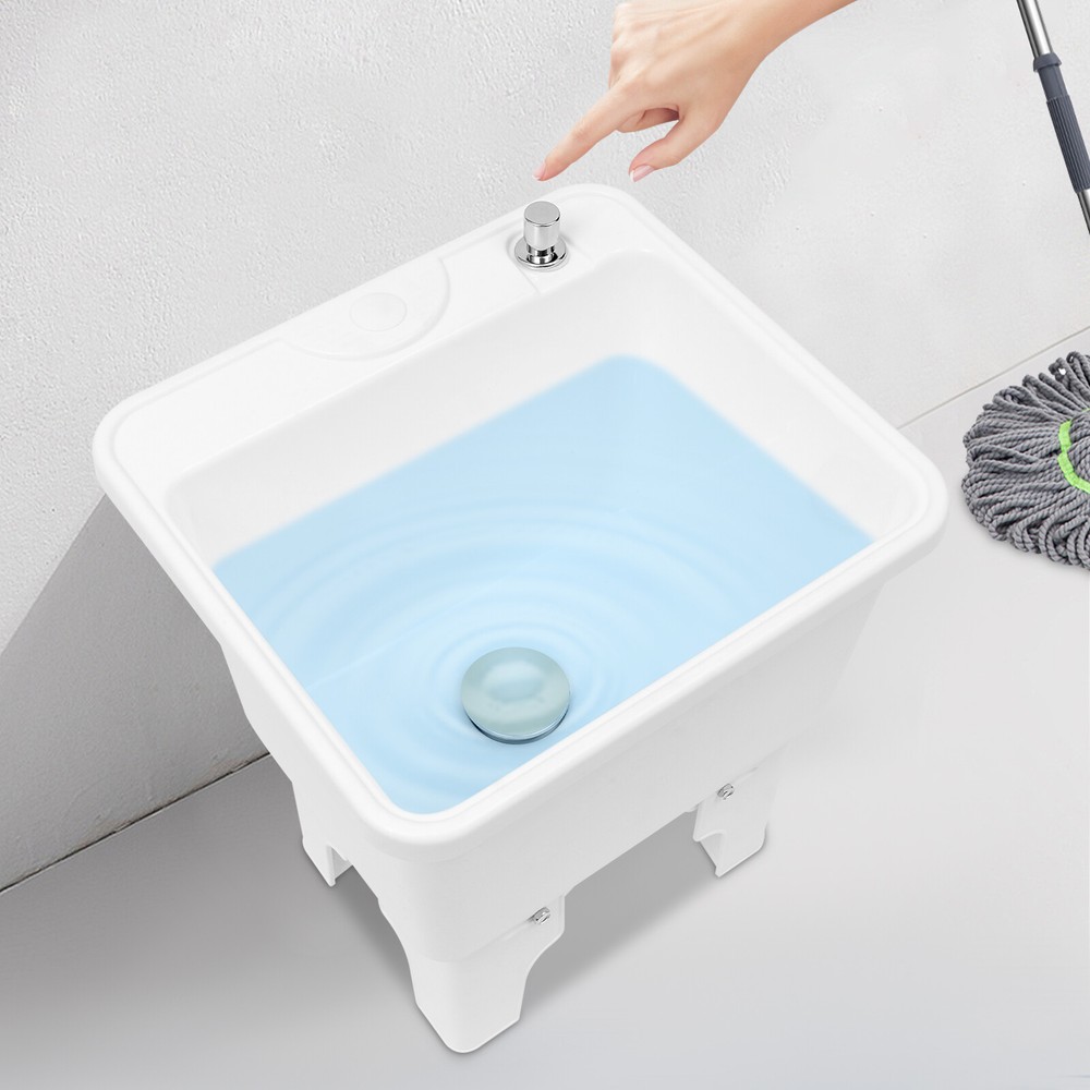 Freestanding Plastic Mop Sink Service Basin 15.7 x 14 x 16.9 Inches