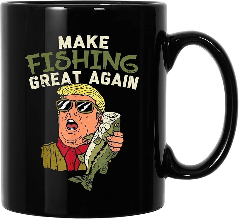 Trump Funny Fisherman Angler Mug - 11oz Make Fishing Great Again Gift