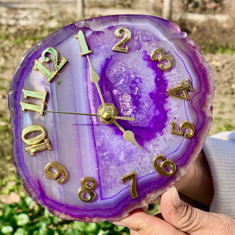 477G Natural Beautiful Agate  Clock Geode Druzy Slice Ultra Large Gemstone