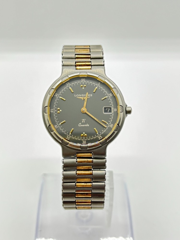 Vintage Longines Conquest Ti L161.2 Gray Men's Quartz Watch Pre-Owned Exc+5 Condition