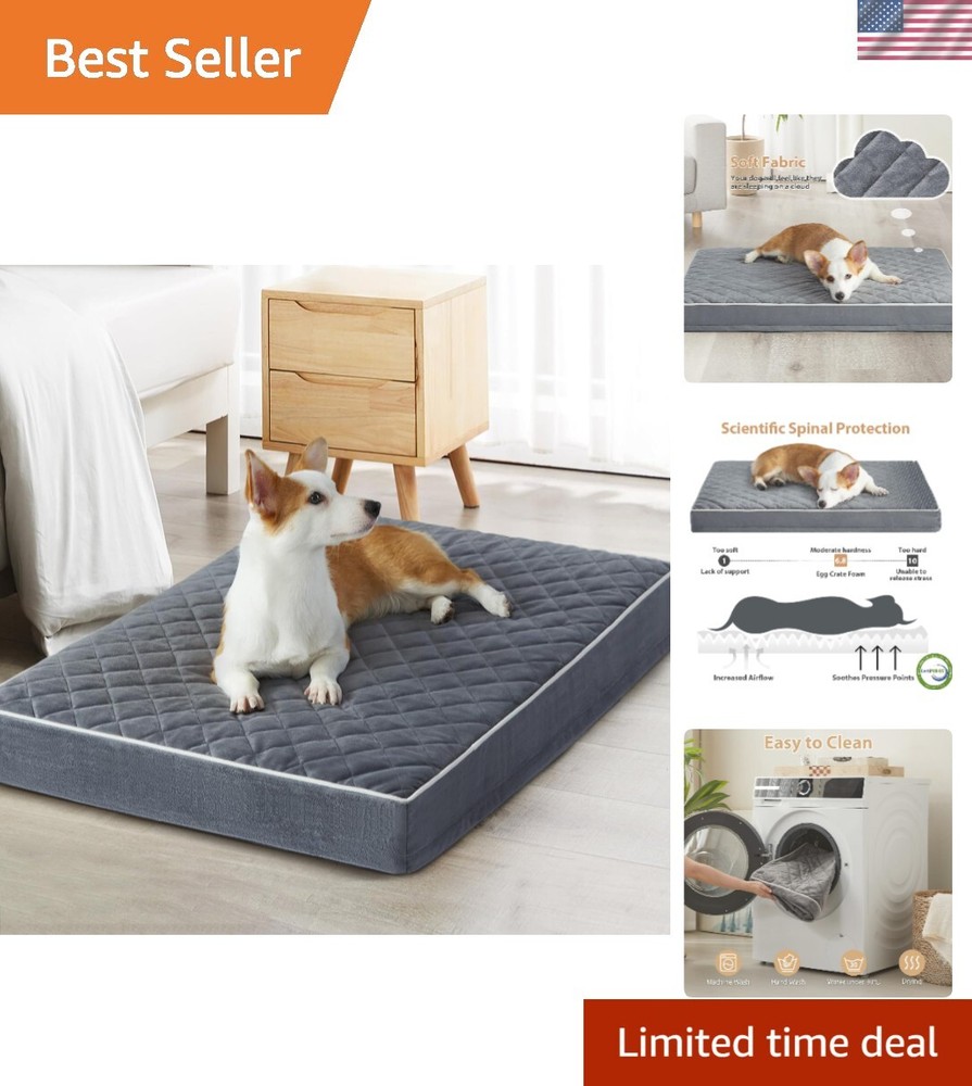 Orthopedic Velvet XXL Dog Bed Waterproof Washable Non-Skid Large