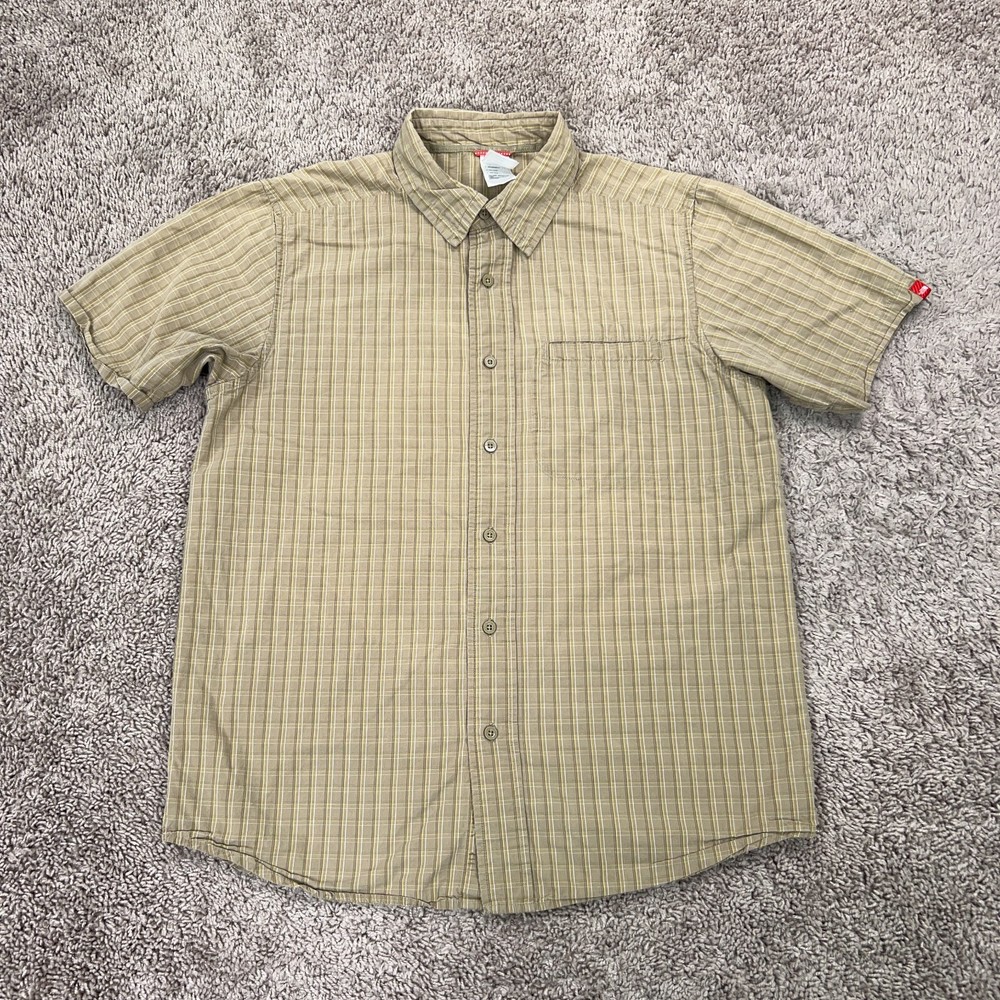 The North Face Mens Large Beige Plaid Shirt for Hiking Fishing Camping Outdoors