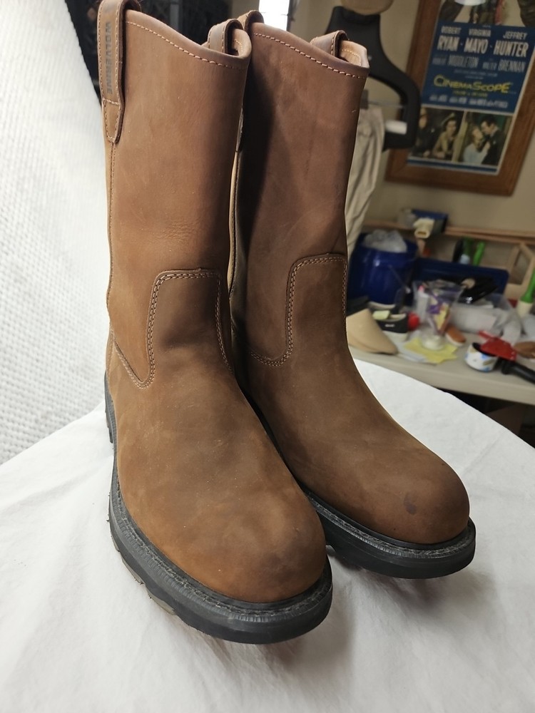 Wolverine Brown Suede Work Boots Size 12 Xwide Slip Oil Resistant