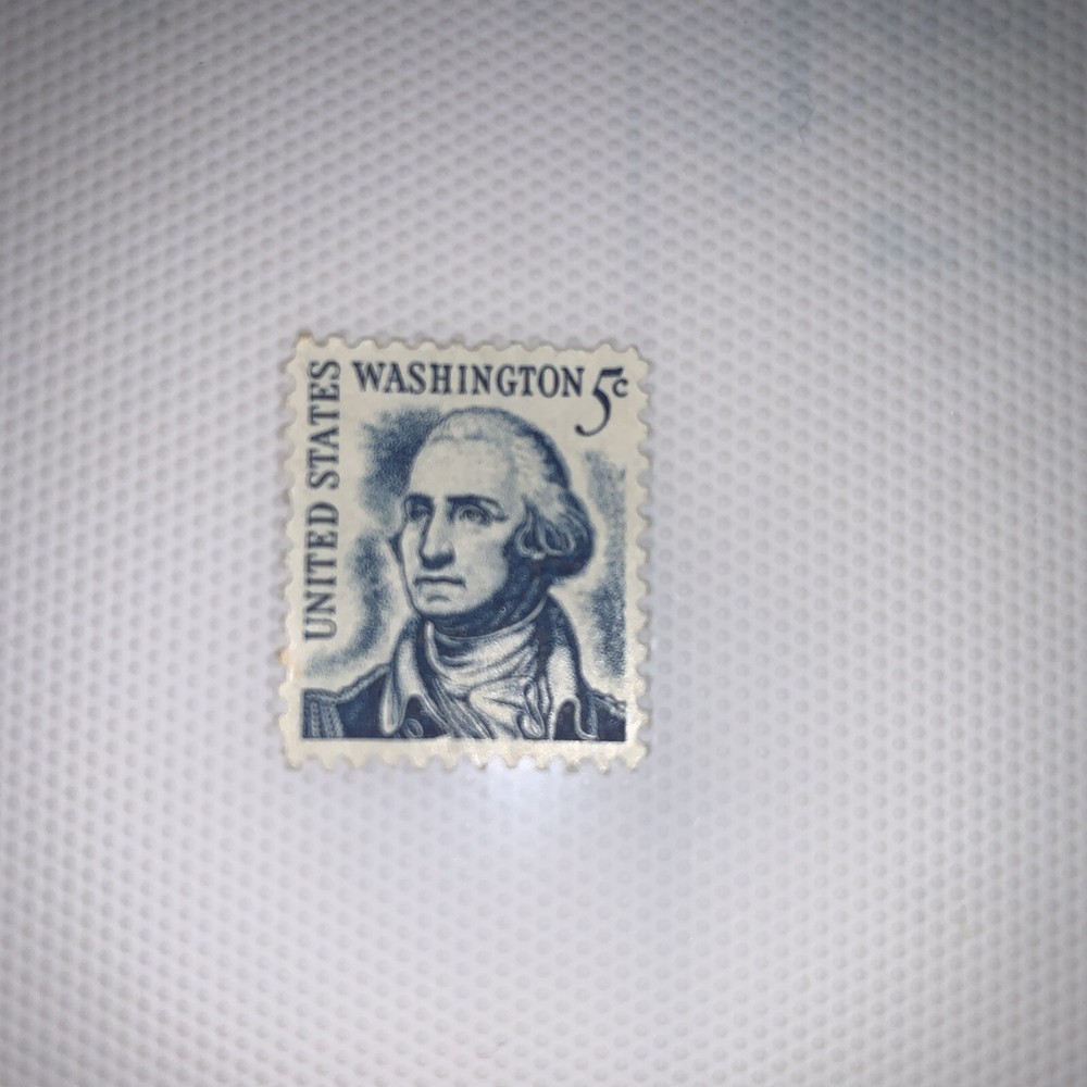 George Washington 5 Cent Blue United States Postage Stamp 1960 era