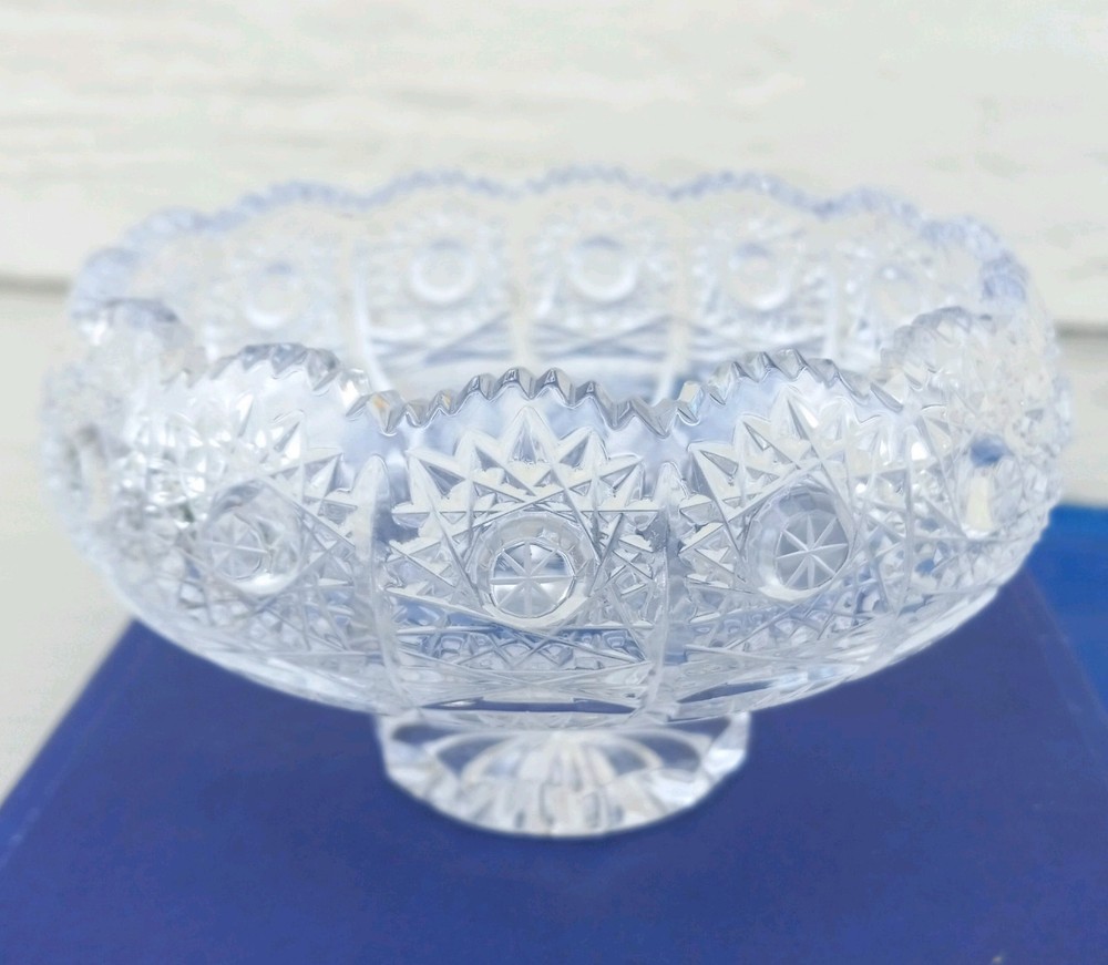 Slovakian Cut Glass Crystal Candy Dish 24% Lead New In Box With Tag