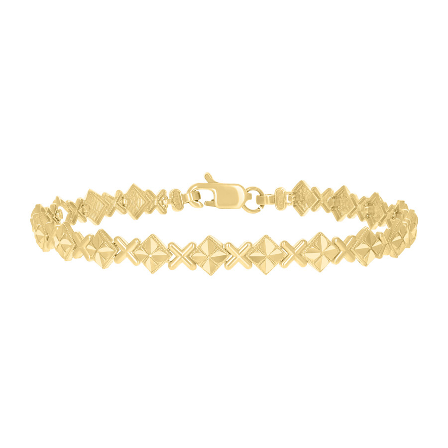 10k Yellow Gold Women's Square Link Bracelet 7 Inch 6 Grams