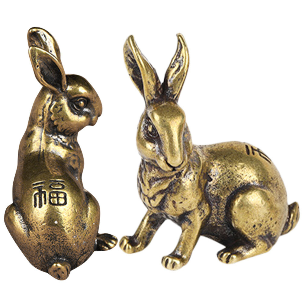 Bunny Figurine Statue Brass Brass Craft Statue Vintage Bunny Statue