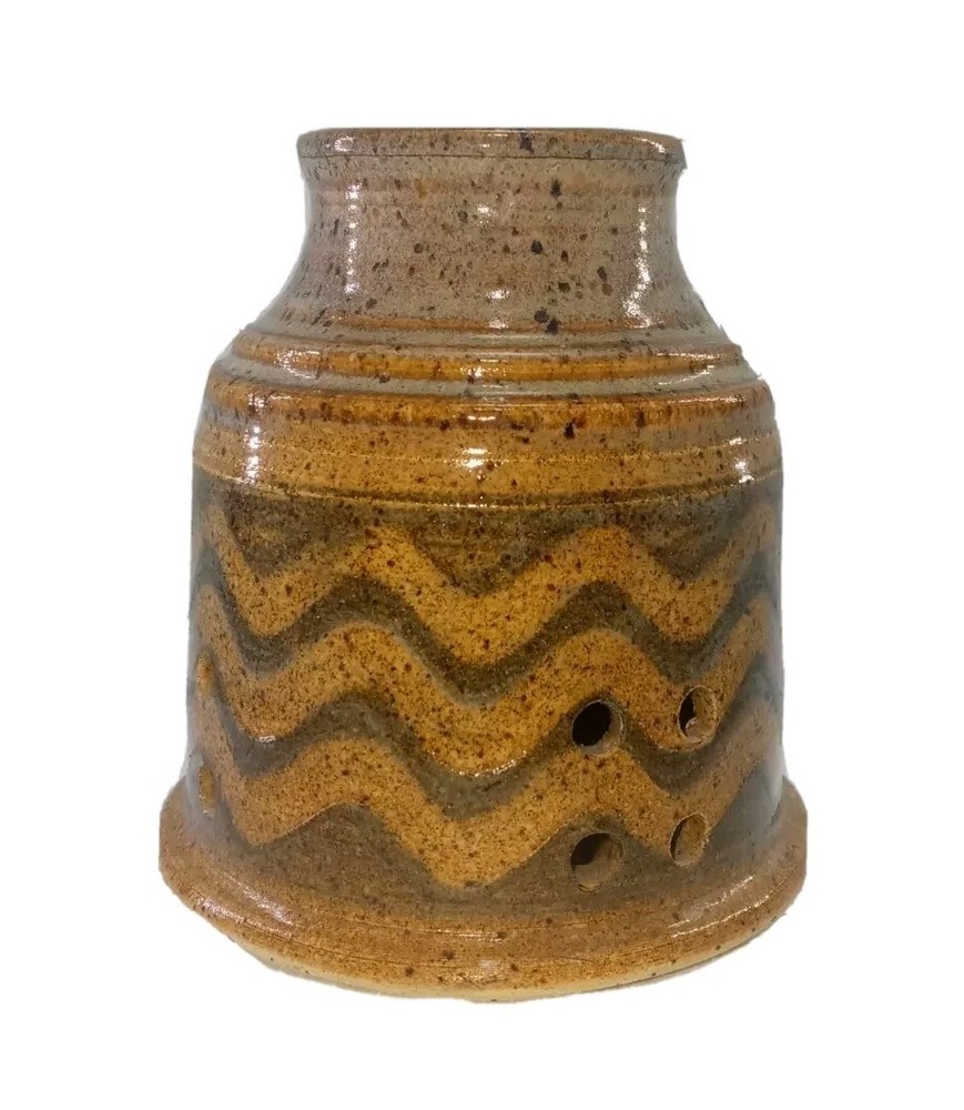 Vintage Janice Rowell Mid Century Sandstone Pottery Sage Burner or Tealight Holder