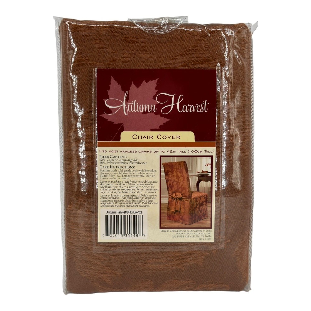 Autumn Harvest Bronze Brownstone Armless Chair Cover Fits Up To 42
