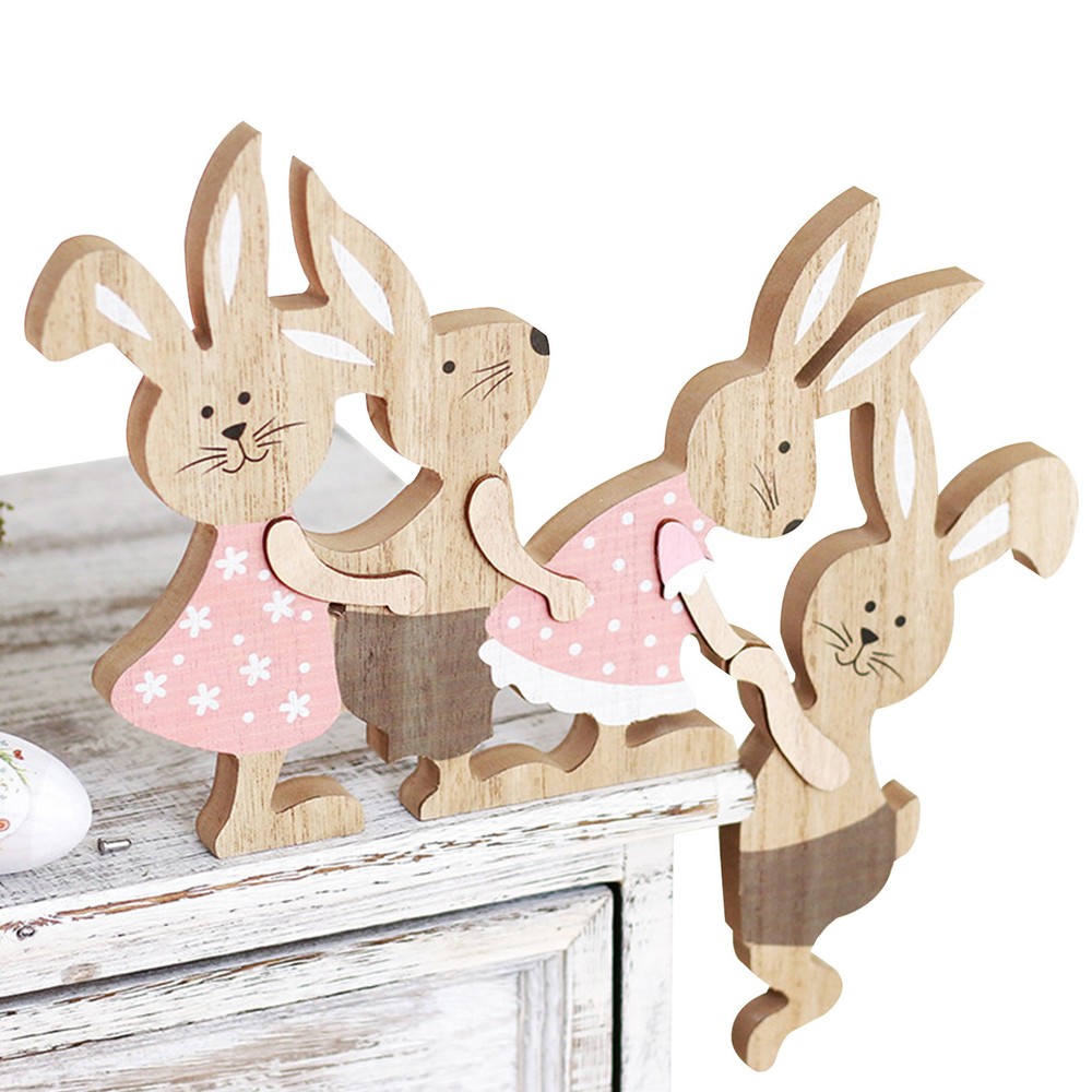 Door Frame Decor Cute Bunny Corner Decoration Wooden Easter Bunny Wall Pediments