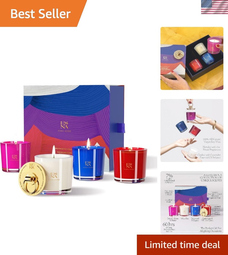 Aromatherapy Soy Votive Candle Gift Set of 4 Natural Scents for Relaxation