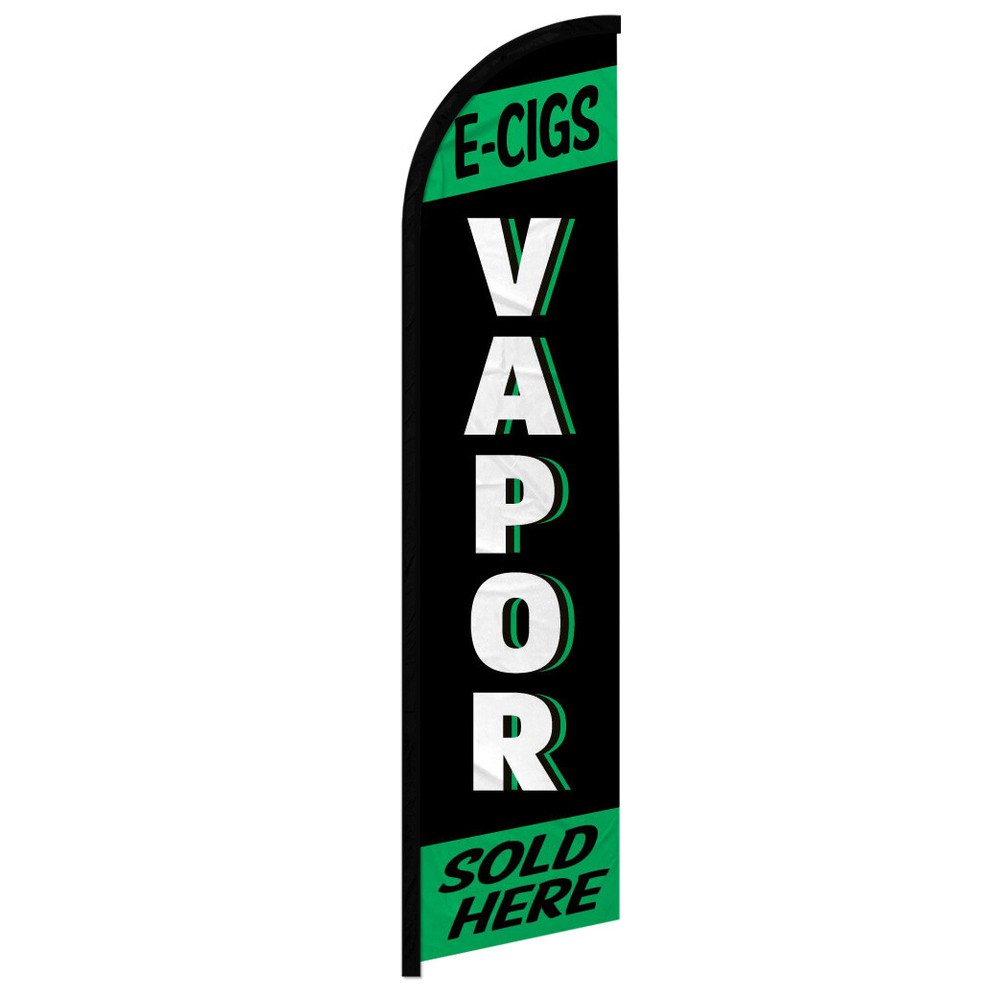 E-Cig Vapor Sold Here Windless Swooper Flag Smoke Shop GRN