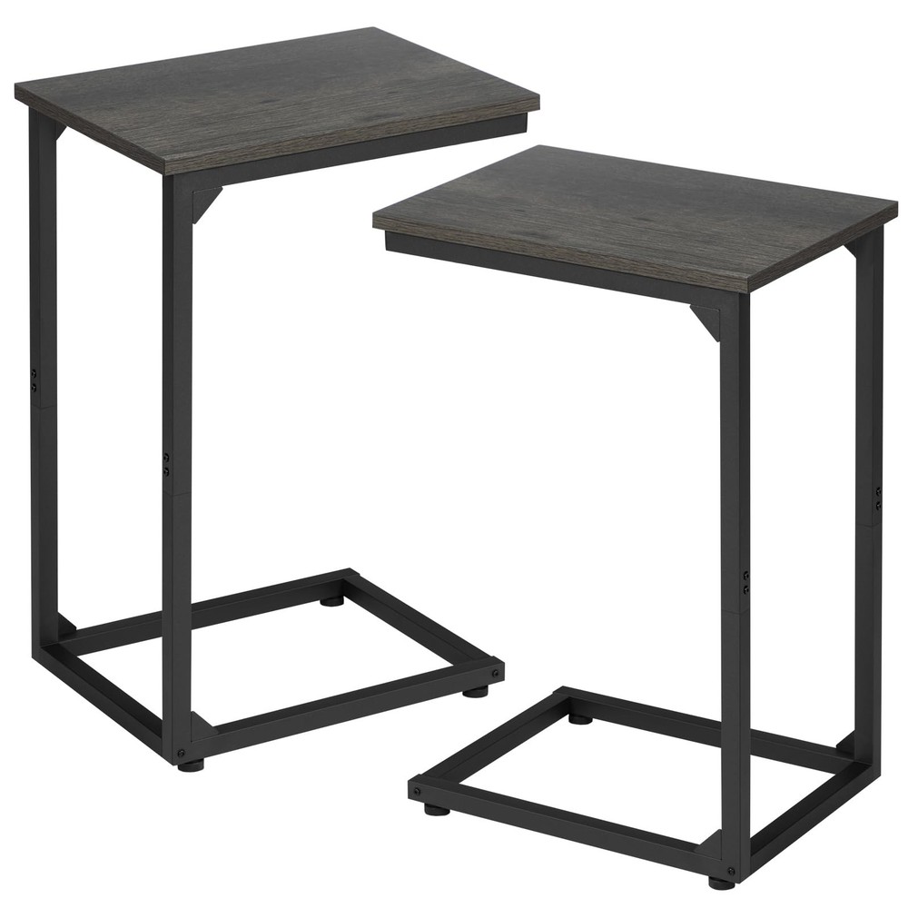 C Shaped Side Table, End Tables Living Room Set of 2, Slide Under Couch Table...