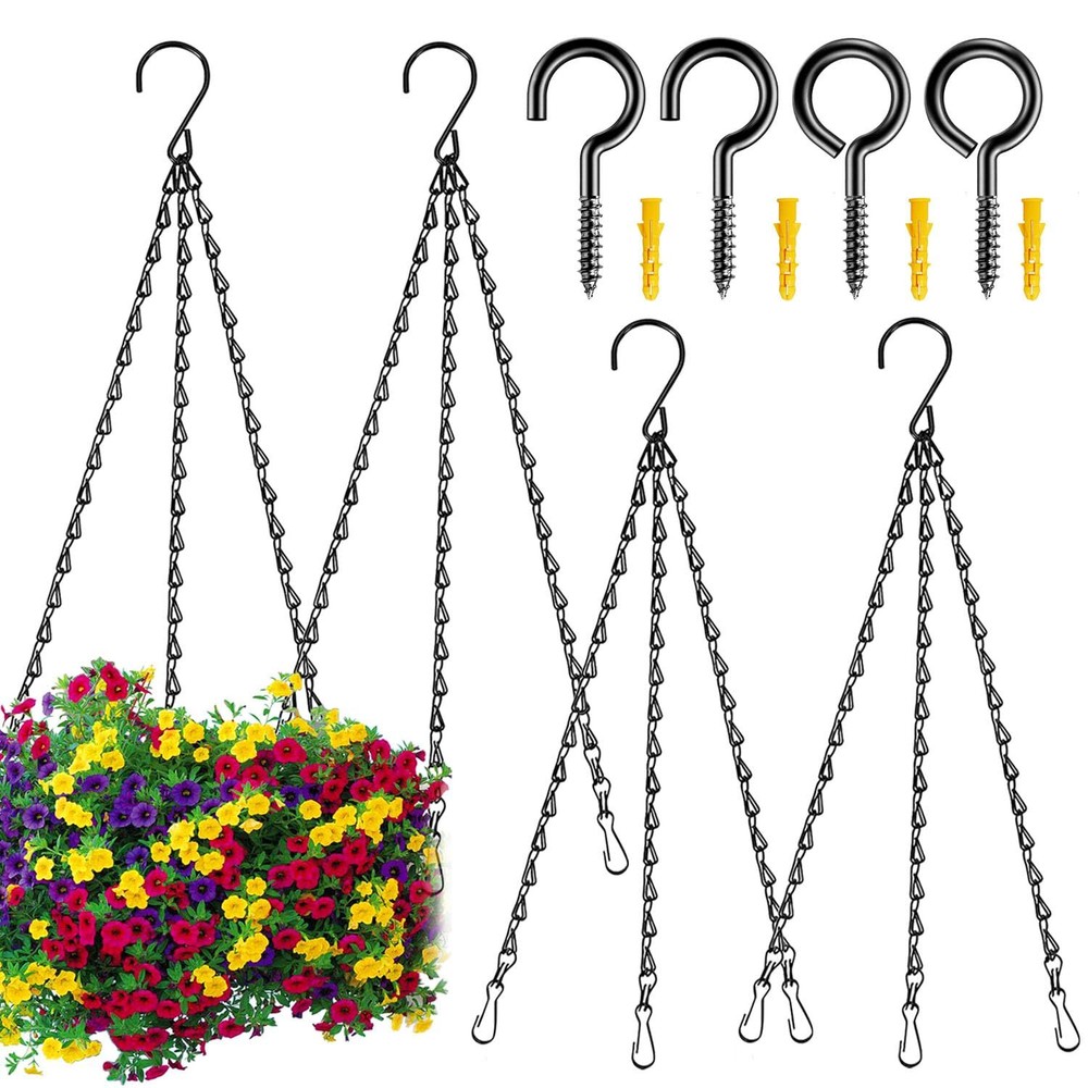 Hanging Basket Chains Black 3 Leads Flower Plant Pot Replacement Chain