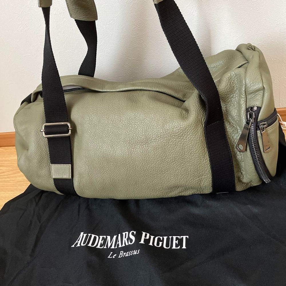 Audemars Piguet Boston bag Duffle Bag Khaki Leather Novelty Auth Used NM Item