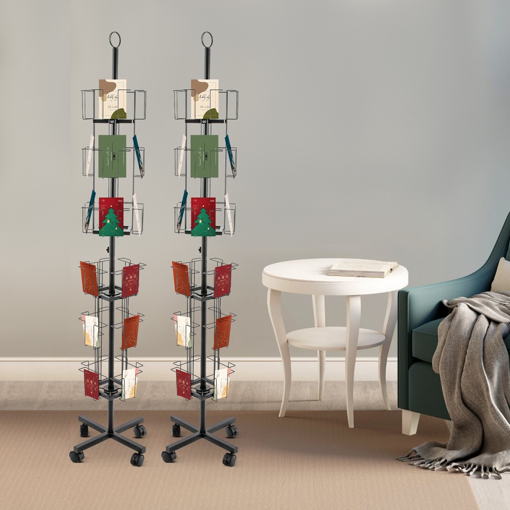 2 Pocket Rotating Greeting Card Brochure Rack Display 24 Slots  