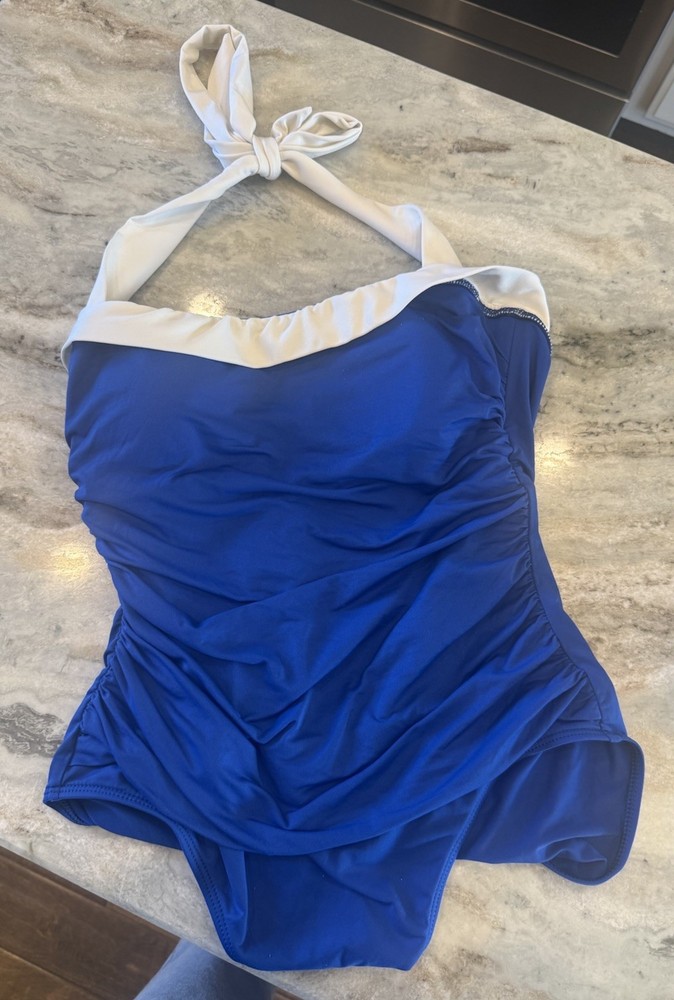 Lauren Ralph Lauren Bel Aire Halter One Piece Swimwear Royal Blue  Size Luxury
