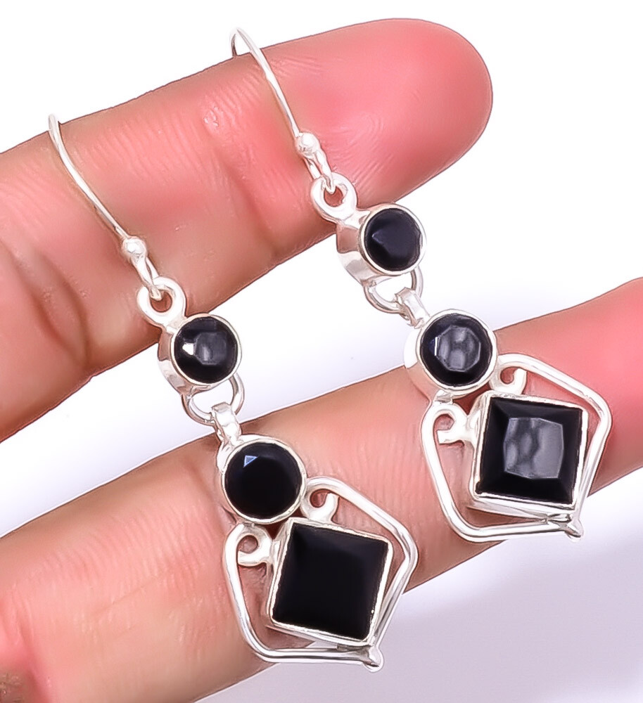 Black Onyx 925 Sterling Silver Handmade Earring Jewelry 2.03