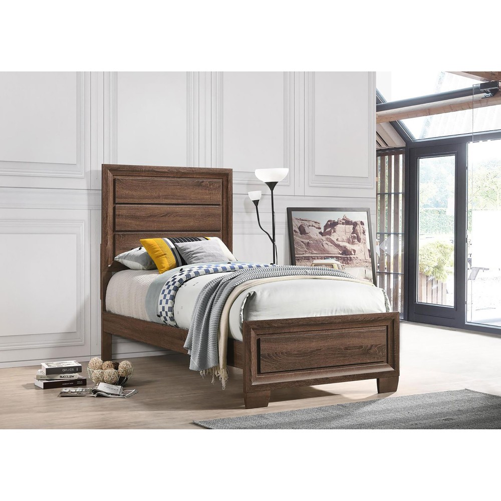 Medium Warm Brown Twin Panel Bed