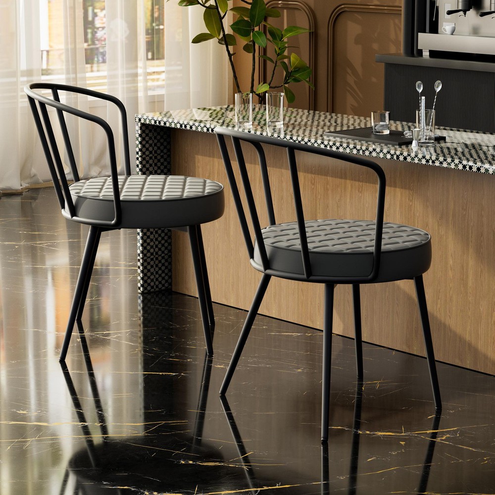 Modern Upholstered Dining Chairs Set of 2 with Stylish Metal Legs for Kitchen Seating