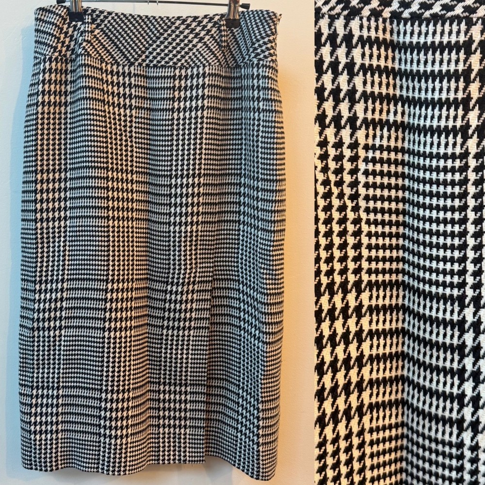 Evan Picone Womens Classic Lined Houndstooth Pencil Skirt Size 8 Preppy Workwear