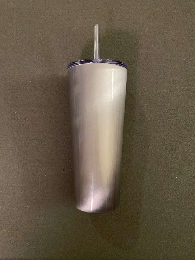 Starbucks Silver Stainless Steel Tumbler 24oz  With Lid & Straw