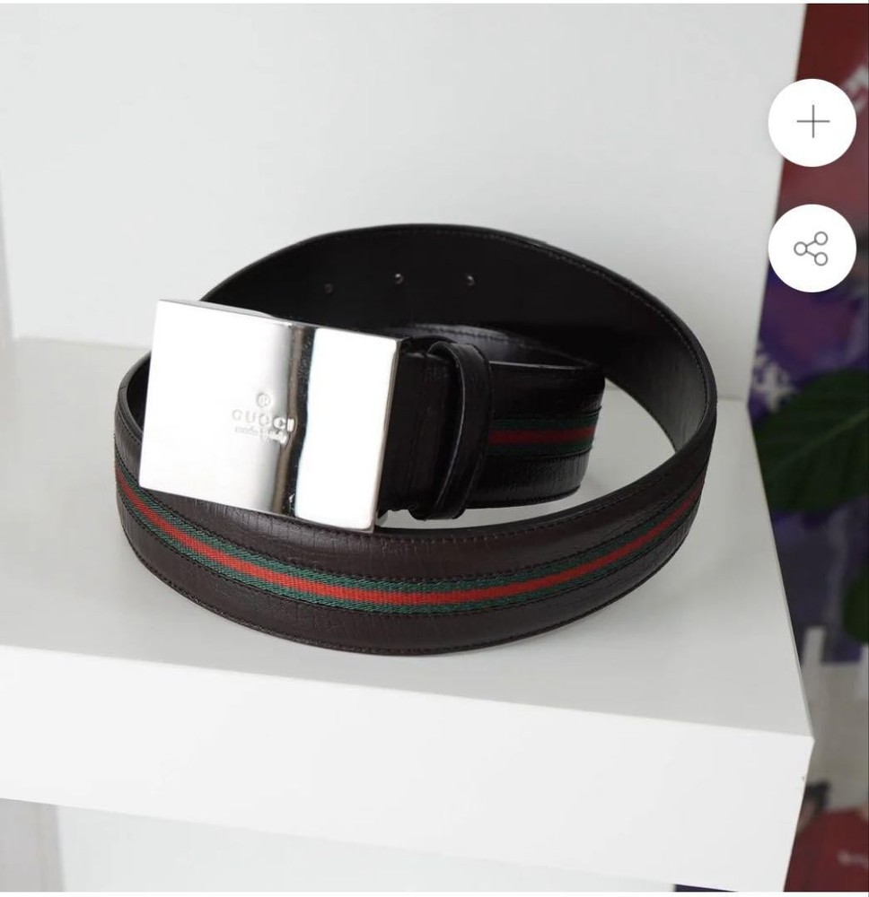 Gucci GG Sherry Line Brown Leather Belt Authentic Japan RIN Luxury