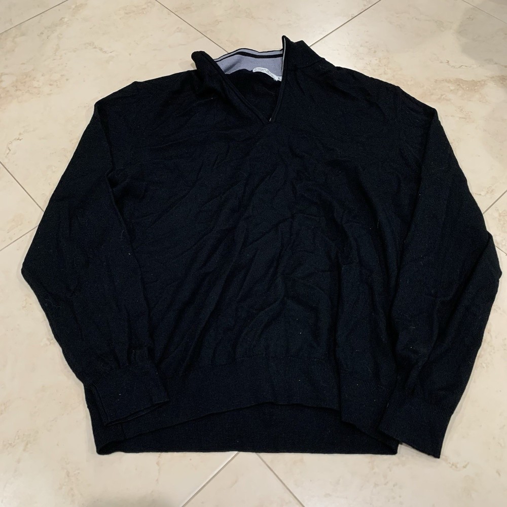 Collars & Co Australian Merino Wool Sweater Men’s XL BLACK Quarter ZIP Pullover