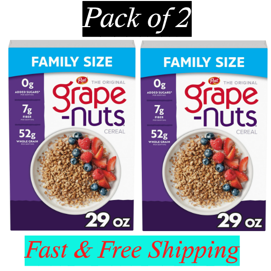 (2 PACK ) New Post Grape Nuts Original Breakfast Cereal, 29 oz