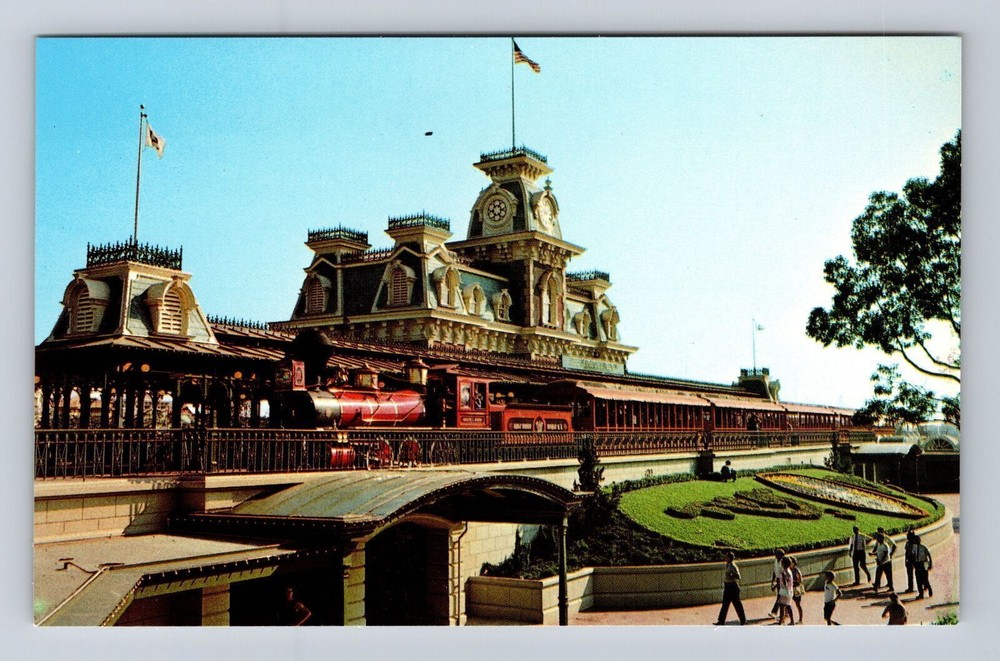 Vintage Walt Disney World Steam Railroad Postcard Orlando FL Florida  